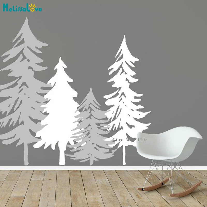 4 Woodland Trees Silhouette Wall Stickers Home Decor New Design Murals Custom 2 Colors Removable Exquisite Nordic Style YT5794