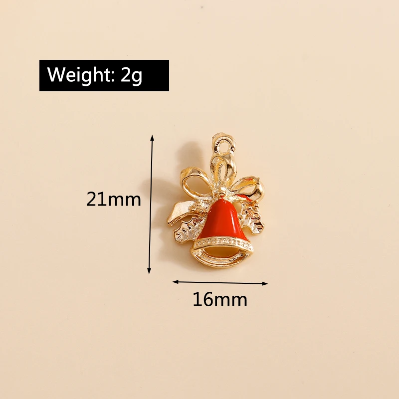 10pcs 16*21mm Enamel Christmas Bell Charms DIY for Bracelets Pendants Earrings Making Creative Gift Charms Jewelry Accessories