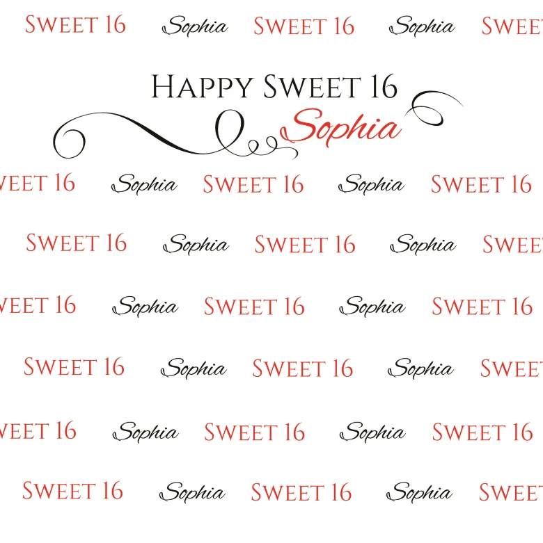 10x10FT Personalized Sweet Sixteen 16 Happy Birthday Party Custom Photo Backdrops Studio Backgrounds Vinyl 300cm x 300cm