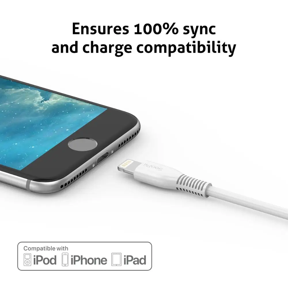 SooPii For Lightning lPhone Short Cable 7 inch Micro USB Type C Short Cables For Multi-Ports Charging Station 4PCS