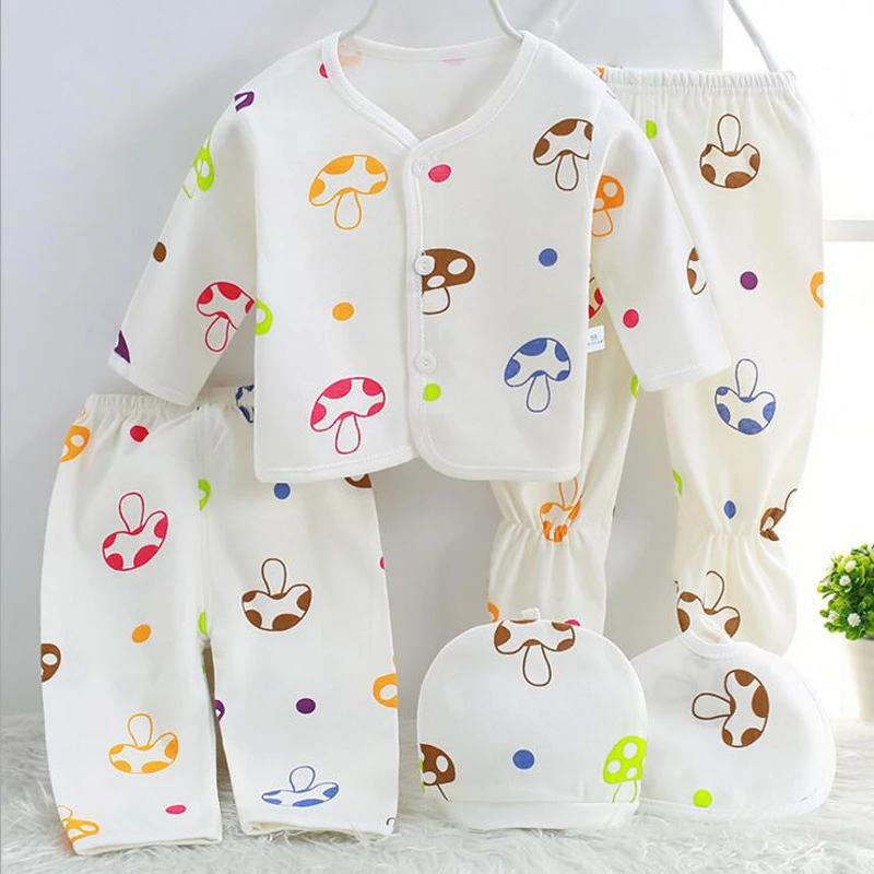 Bekamille Baby Set Newborn Cotton Underwear Sets Newborns infant cartoon bear Suit Baby Clothing 5 pcs/set 6 colors