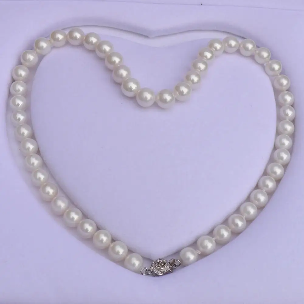 luxury Authentic Pearl 9-10mm bright light natural pearl necklace fine jewelry