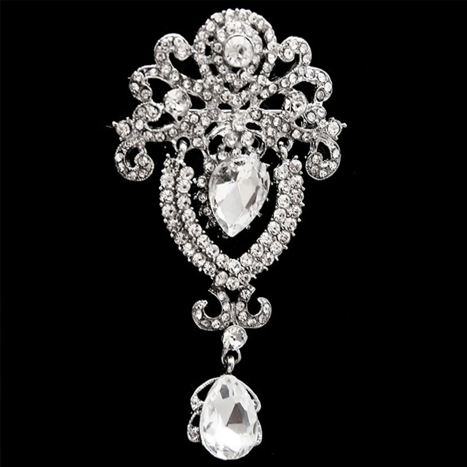 WEIMANJINGDIAN Brand Clear Crystal Rhinestones Pave Wedding Teardrop Brooches for Women Jewelry Accessories