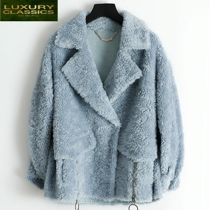 

Fur Coat Female Real Autumn Winter Clothes 2021 Korean Vintage 100% Wool Coat Women Elegant Warm Fur Jacket Top Hiver 736