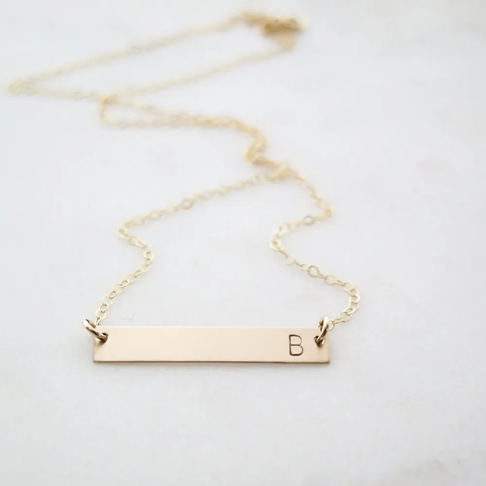 Custom Gold Bar Necklace, Personalized Names Necklaces, Monogram Name Necklace, Rose Gold or Silver Jewelry, Christmas Gift