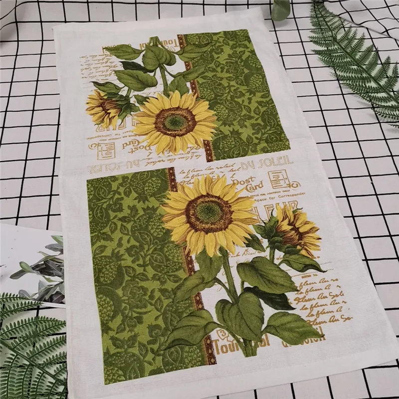 1Pc 38x63cm Bunte Blume Gedruckt Baumwolle Tee Handtuch Küche Geschirrtuch Wasser Absorption Haushalt Reinigung Tuch – Detail 6