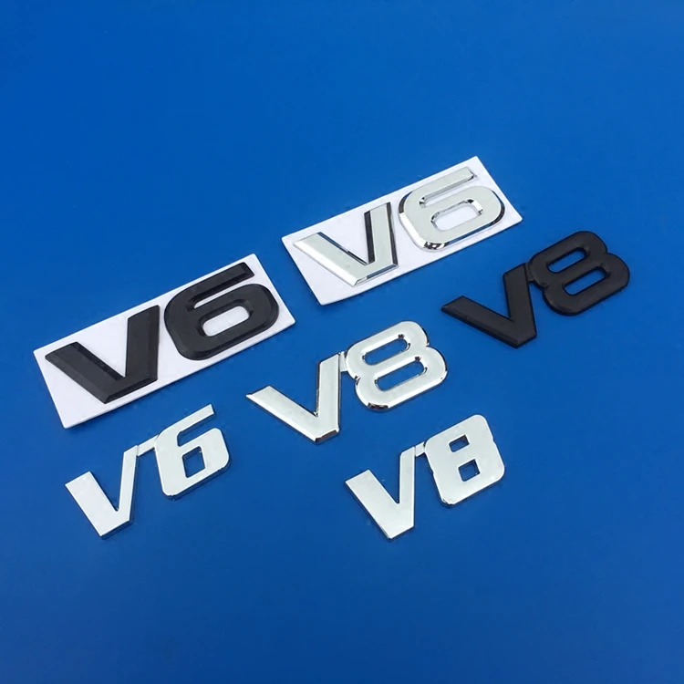 

1 Pcs 3D Metal V6 V8 Engine Display Car Stickers Emblem Badge Car Decorative For Toyota BMW Benz Honda Mazda Car Accessories
