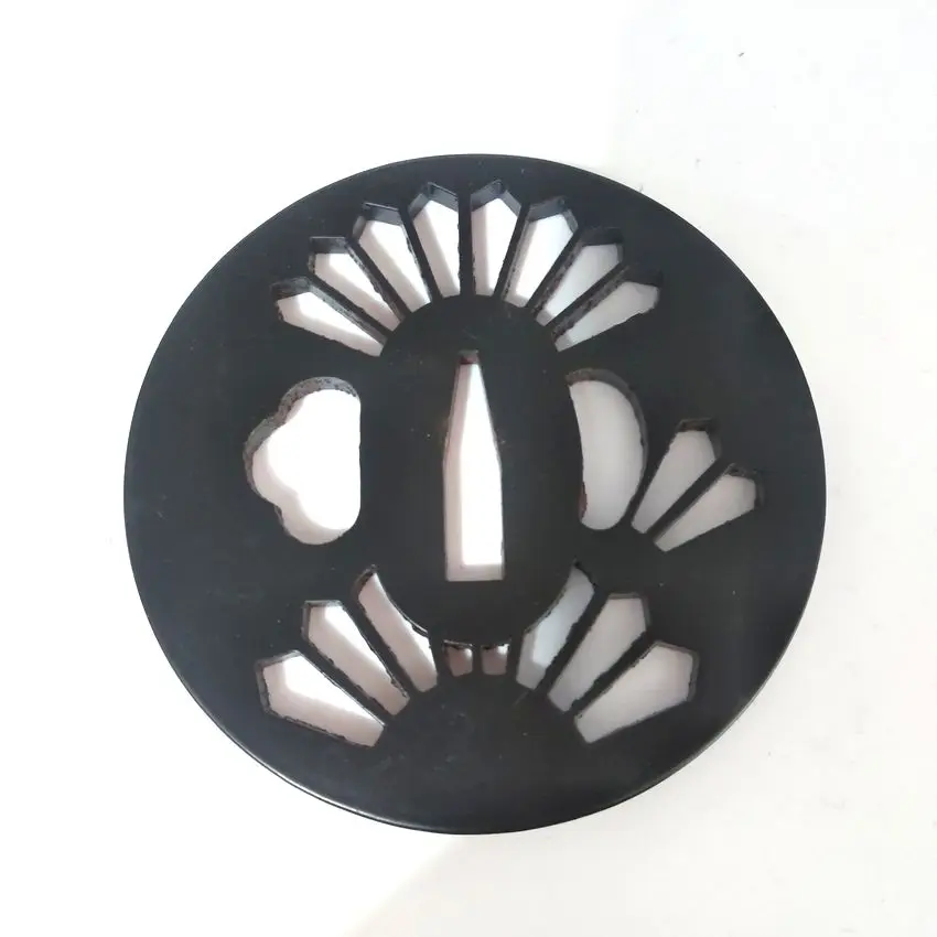 Forged Round Tsuba Sword's Part Black Fitting Accessories For Blade Knife-edge JP Katana