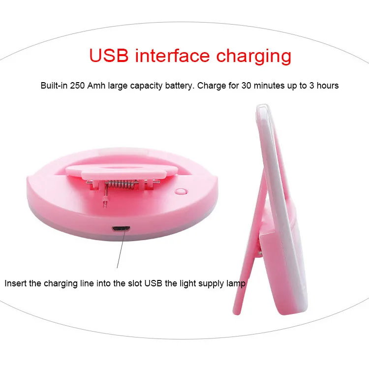 Mobile Phone Self Timer Artifact Round Beauty New Strange Lamp Fill-in Light USB Charging LED Flash Mobile Phone Fill Light