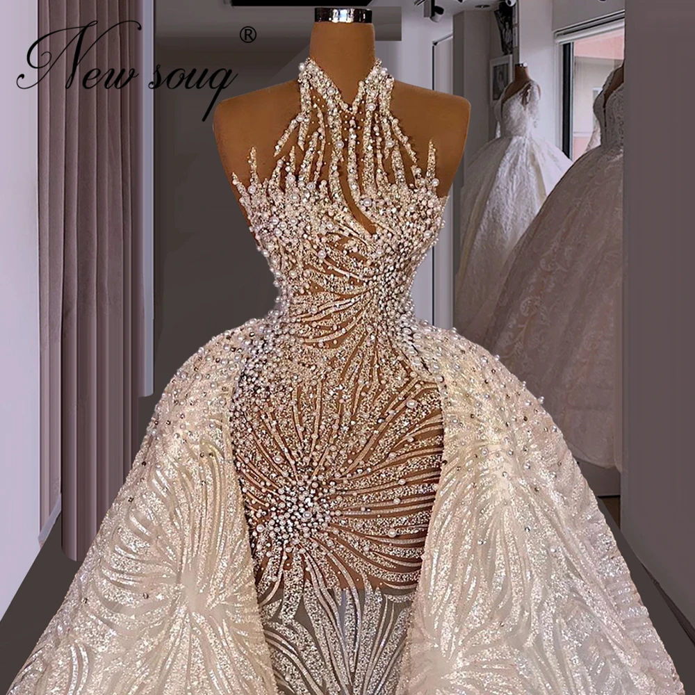 Vestidos de Noche de diamantes de talla grande de Dubái, vestidos de celebridades de sirena con falda desmontable, túnicas de Oriente Medio, vestidos largos de graduación 2021