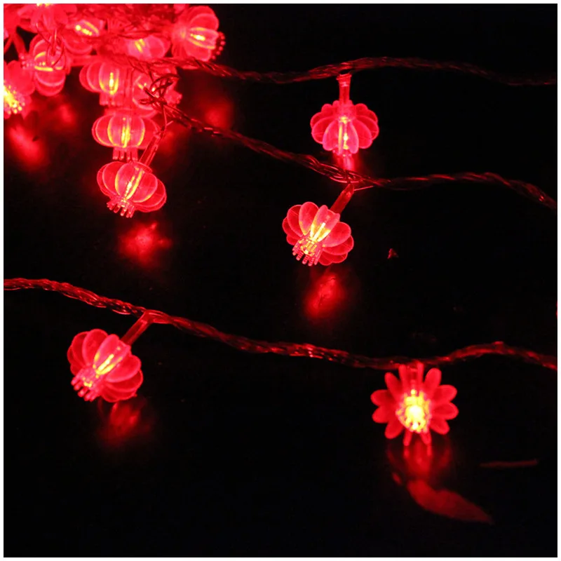 Traditionele Rode Lantaarn Led String Licht Kerst Batterij Operated Feestartikelen Chinese Nieuwe Jaar Decoratie