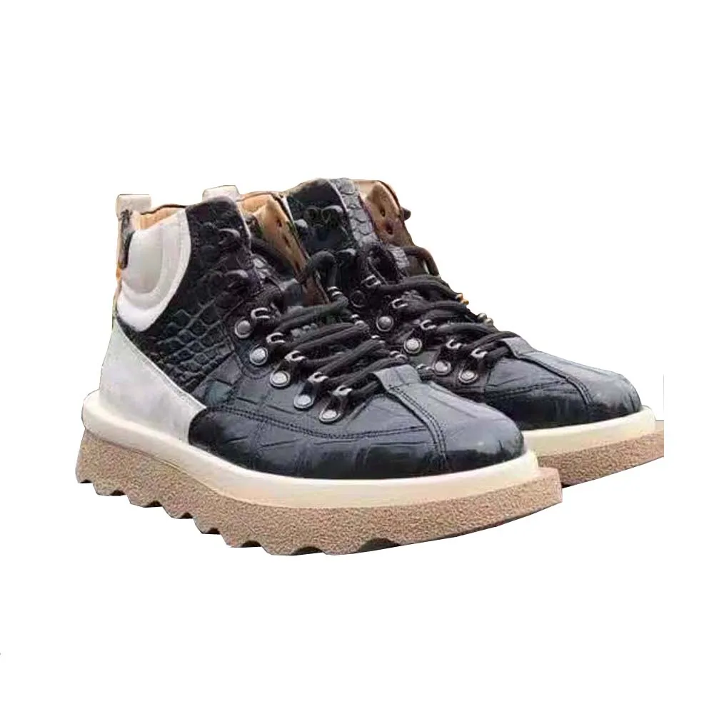 ourui men boots crocodile leather men boots men crocodile boots male Joining together Ostrich leather men boots