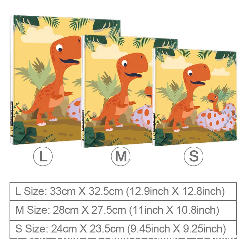 Hand Made DIY Albums Holds 3X5 4X6 5X7 6X8 8X10inch Photos Magnetic Self-Stick Page Photo Album dinosaur Baby Album