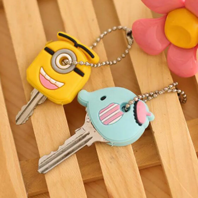 15 pcs/lot Cute Cartoon Key Holder Plastic Creative Portable Phone Key Bag Children Kid Keychain Deacoration