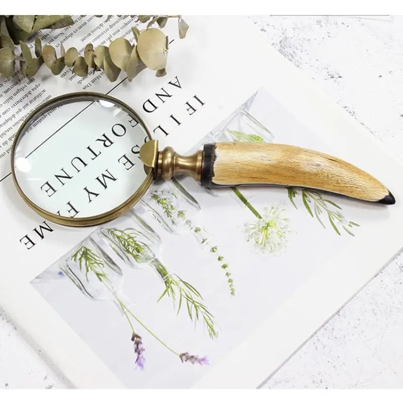 Handmade Brass Horn Magnifying Glass Crafts Measuring Drawing Reading Jewelry Identification Gift Retro Nostalgic 10X Hd