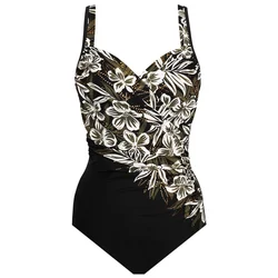 Sexy Floral Female One-Piece Large Swimsuits Closed Plus Size Swimwear Body Bathing Suit For Pool Beach Women Swimming Suit 2025