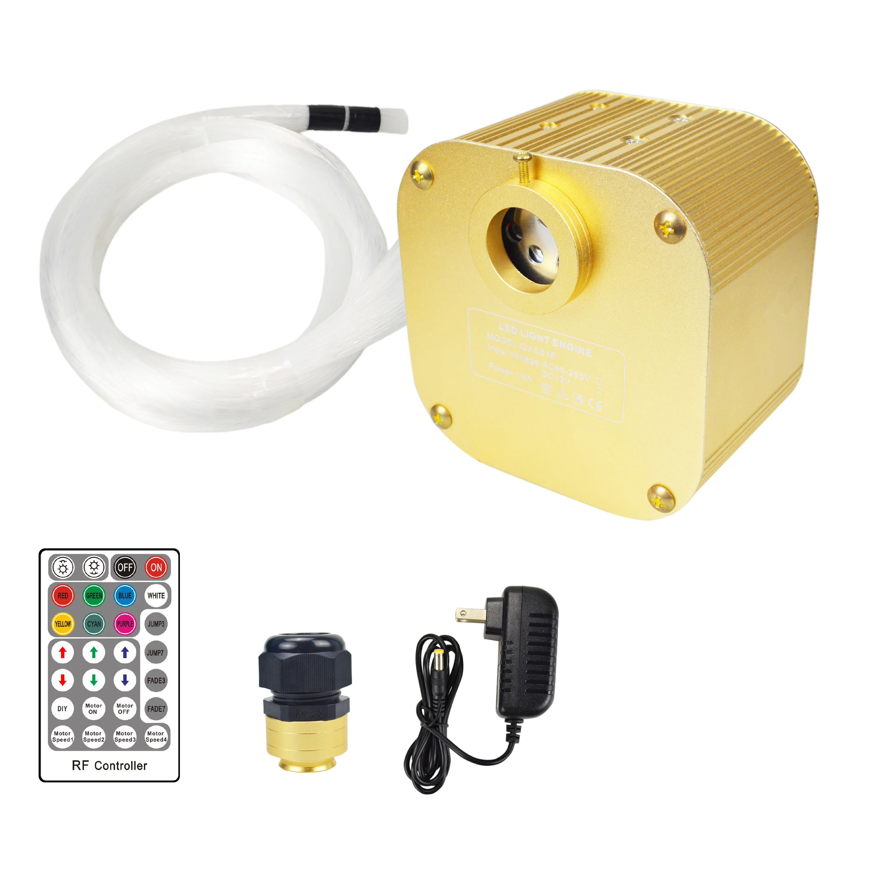 twinkle luz de fibra optica dc12v rgbw built in motor rf controle dourado luz led motor estrela ceu efeito dentro da decoracao do carro 16w 01