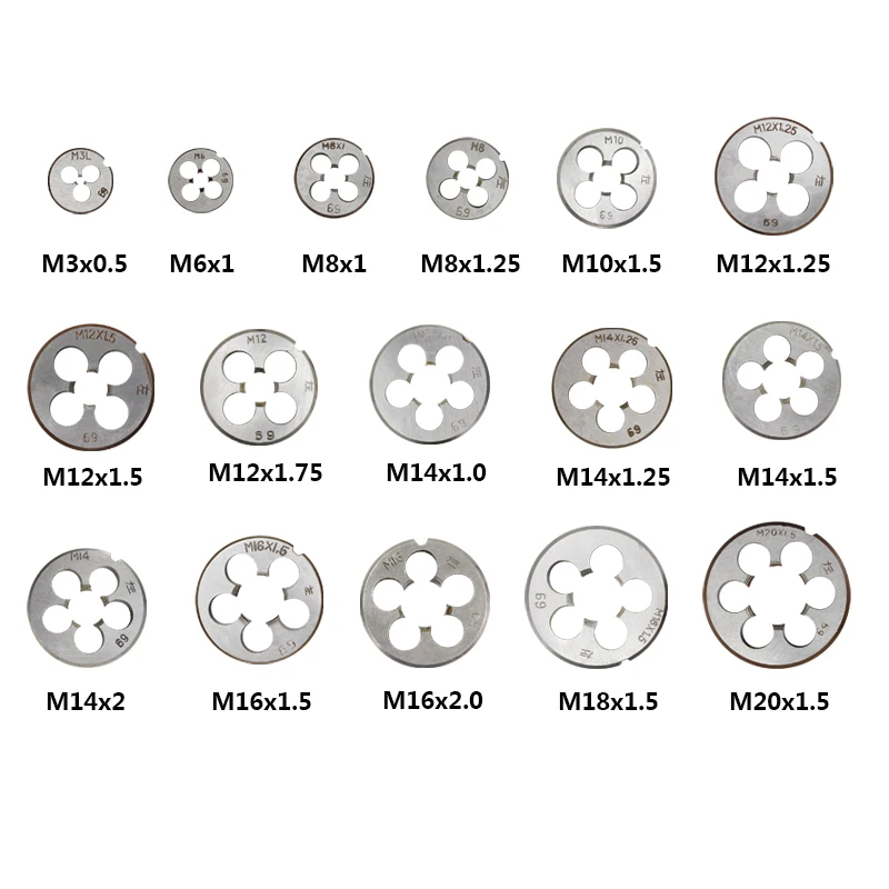 Troquel métrico de rosca para máquina de zurdos, M3, M6, M8, M10, M12, M14, M16, M18, M20, 1 ud.