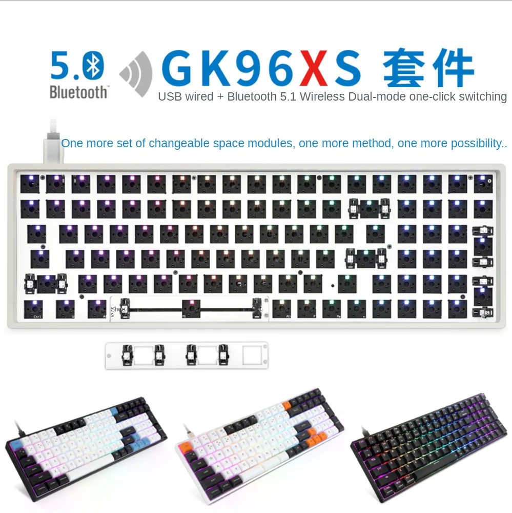 

Geek Customized GK96XS Wired Bluetooth Dual-mode Customized DIY Hot-swappable RGB96-key Mechanical Keyboard Kit