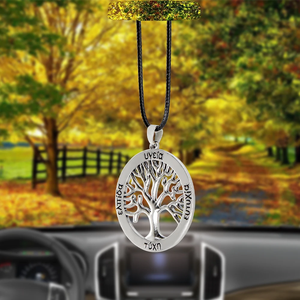 

Happy Tree Car Pendant Rearview Mirror Decoration Hanging Charm Ornaments Automobiles Interior Cars Accessories Holiday Gifts