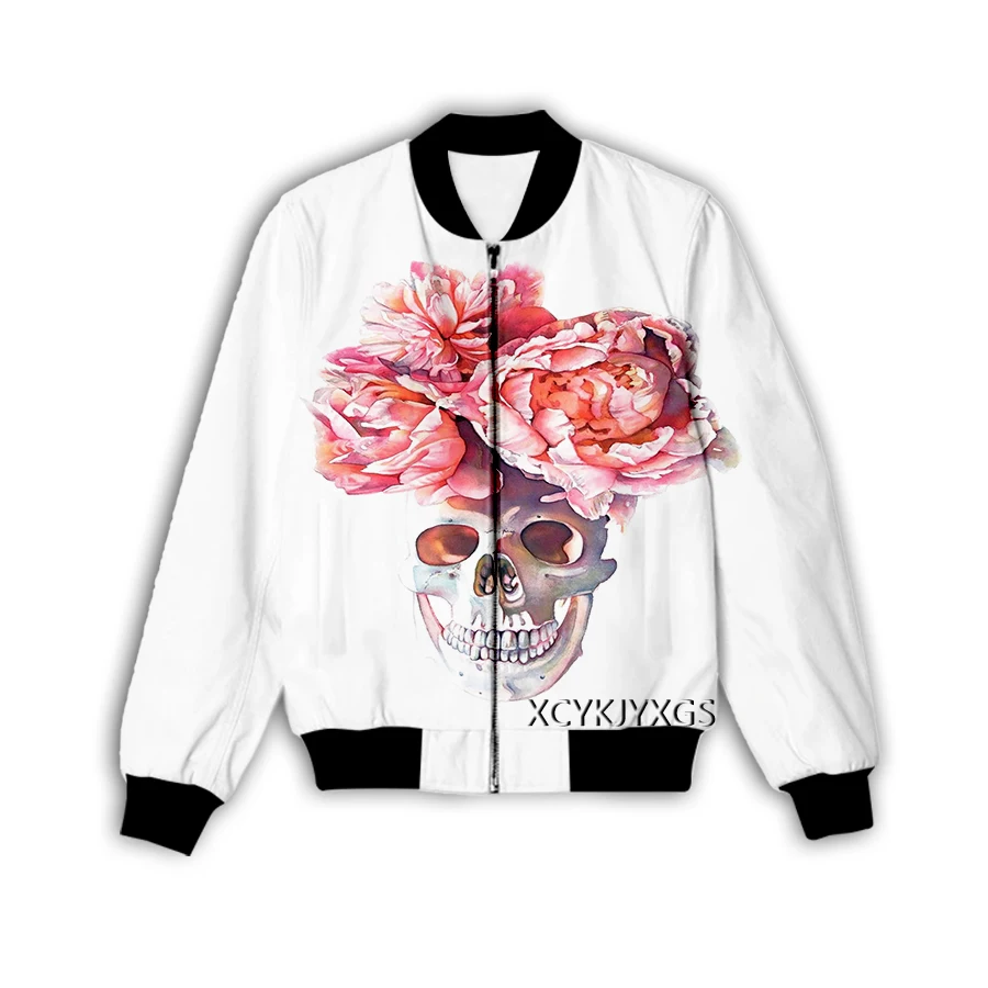 Phechion New Men/Women Rose and Skull 3D Printed Jacket Fashion Streetwear Men Loose Sporting Jacket & Coat M54