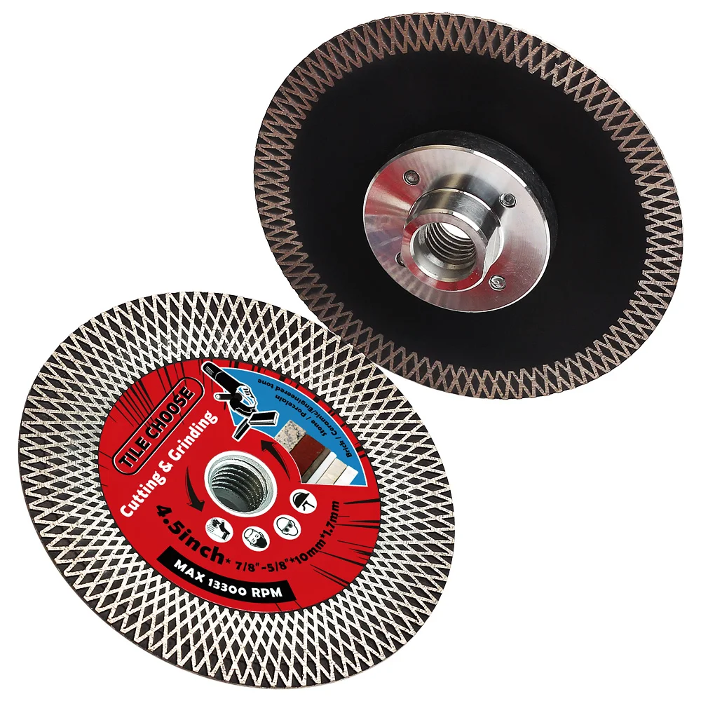 Lame de carrelage de 4.5 pouces Turbo, lame en diamant conçue pour couper et broyer les carreaux de céramique de granit et de marbre avec filetage