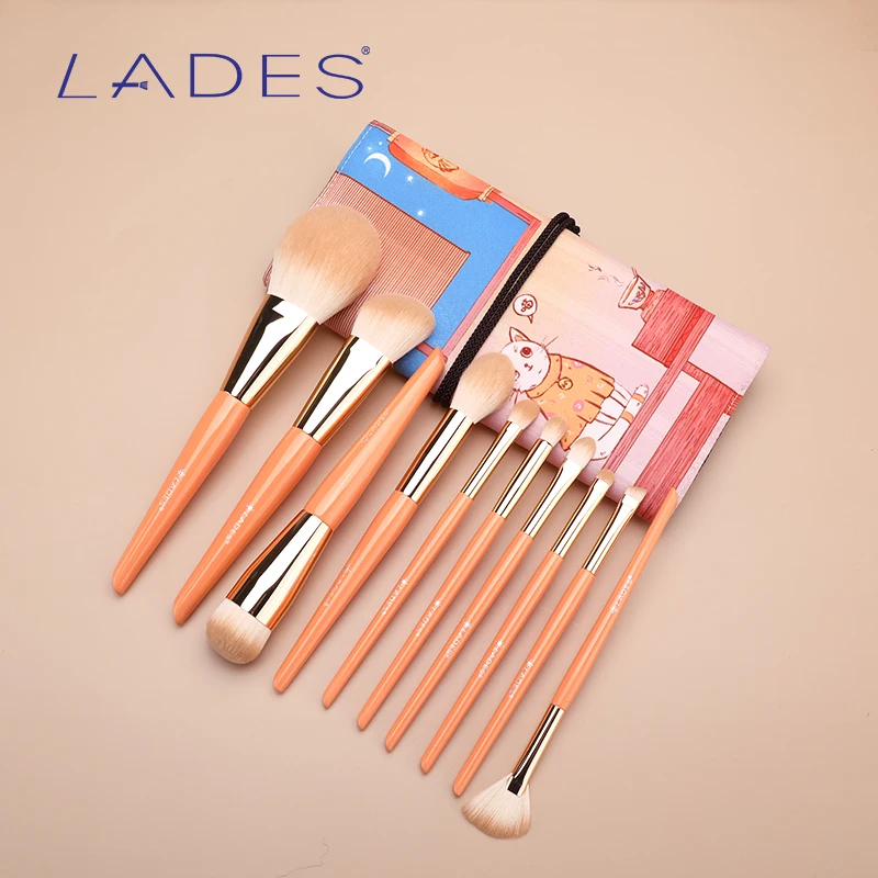 LADES 10PCS Makeup Brushes Set Foundation Powder Eyeshadow Fan Highlighter Make Up Brush Kits Women Beauty Tools