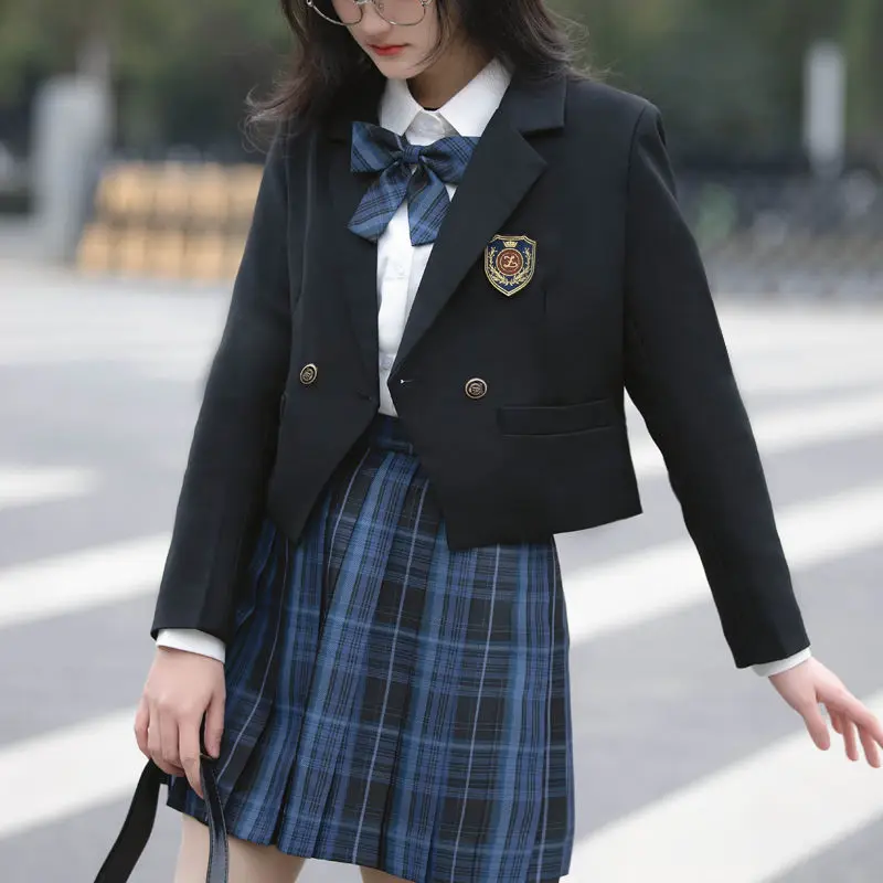 JK Suit Coat Women Girl Black Blazer Suit Jacket Autumn New Top Student College Style Anime Cosplay Costume Cardigan