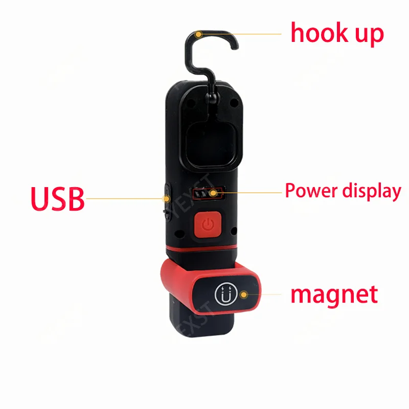 Magnetic COB LED Working Light USB Charging Flashlight Inspection Light Handy Torch Portable Lantern With Hook Mobile Power Bank