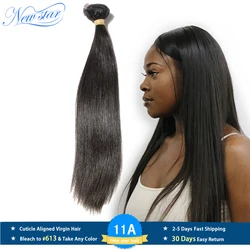 New Star-Bundles de trame de cheveux humains bruts non transformés, cheveux raides péruviens 11A, tissage de cheveux vierges, document naturel, 1, 3, 4 faisceaux, 100%