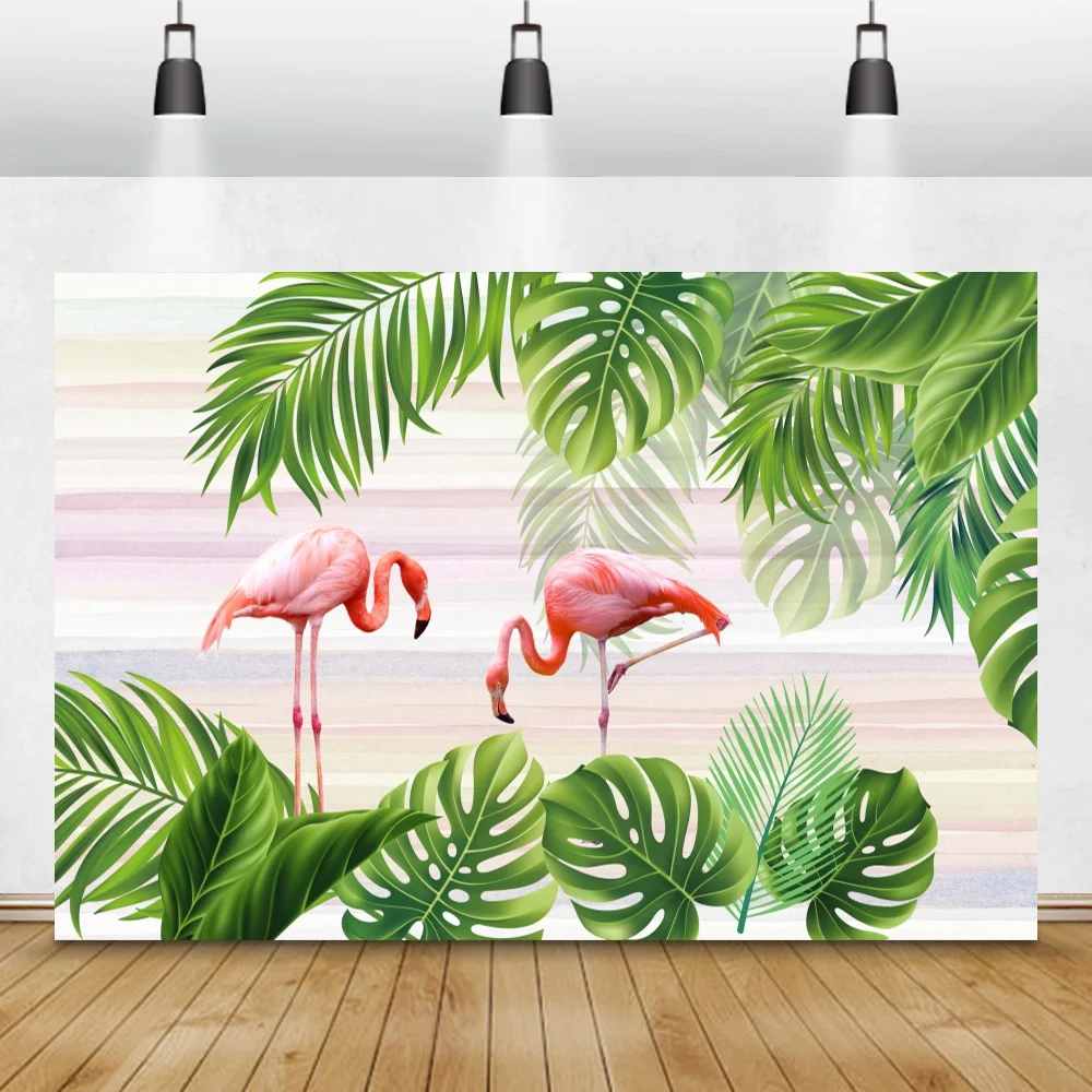 Flamingo Photo Backdrop Tropical Jungle Scenery Baby Shower Child Portrait Photocall Background Interior Decor Photography Prop