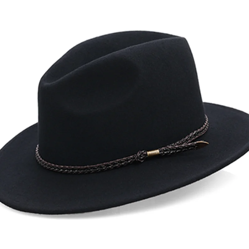 X4016 Wodoodporny wełniany kapelusz z szerokim rondem Kowbojski filcowy kapelusz Brytyjski retro kapelusz rycerski Unisex Wełniane kapelusze Fedora Cloche Wełniany filcowy kapelusz