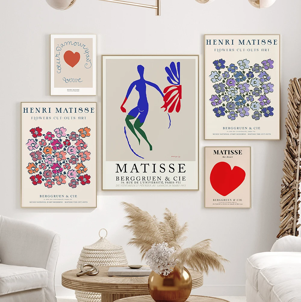 Henri Matisse Heart Painting Nud Albastru Print Poster Minimalistic Flower Exhibition Wall Art Canvas Picture for Bed Room Decor