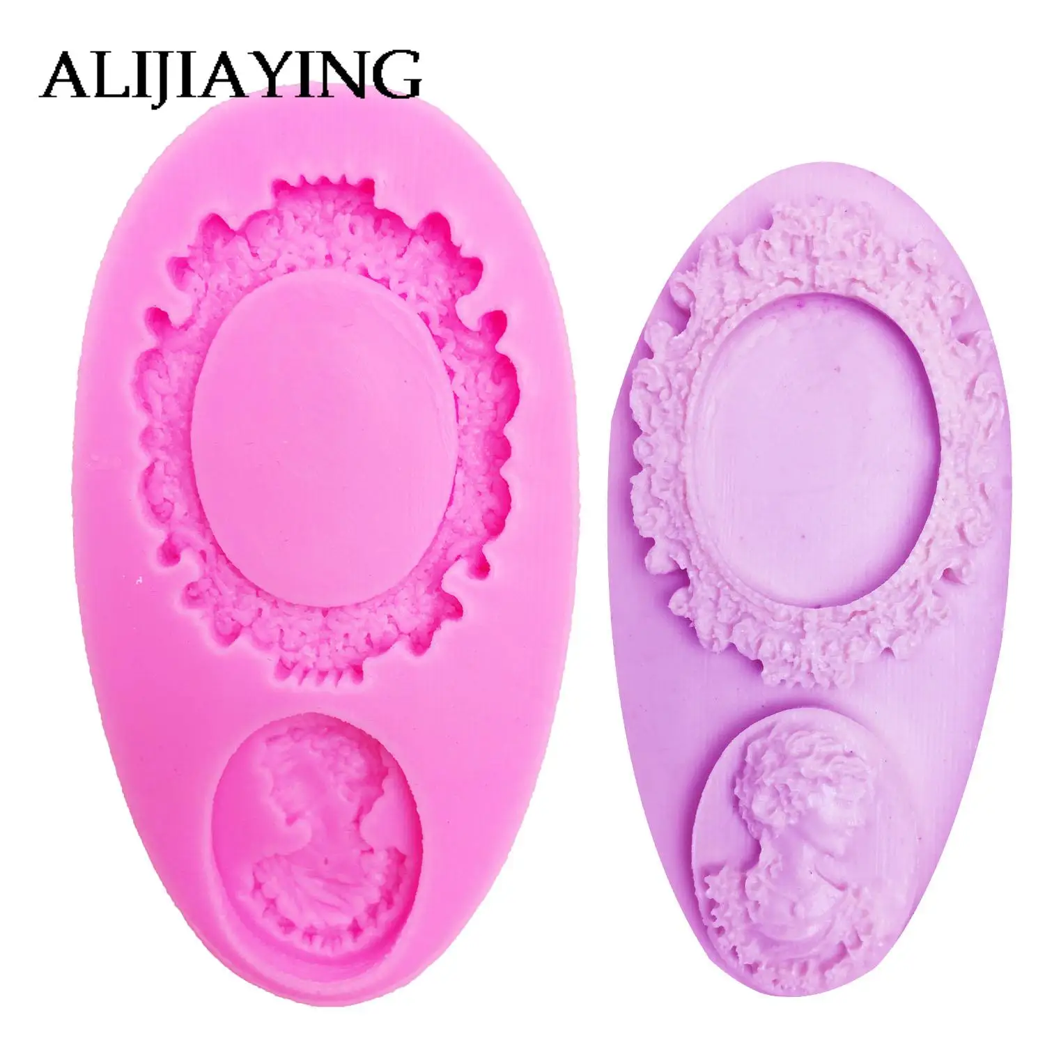 M0486 Beauty head Frame gem Silicone Mold chocolate Fondant moulds baking DIY party cake Decorating Tools