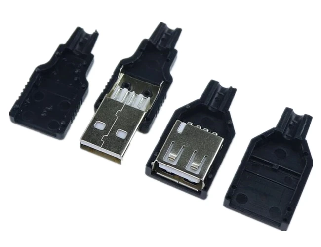 10pcs USB 2.0 Type A Male Female USB 4 Pin Plug Socket Connector With Black Plastic Cover Type-A DIY Kits image 5