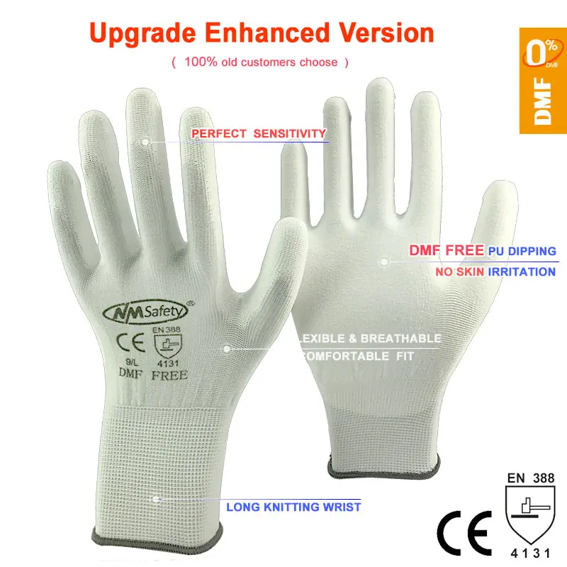 NMsafety-Luva de Proteção Masculina, Nylon ou Poliéster Flexível, Suprimentos de Segurança Profissional, 12 Pares