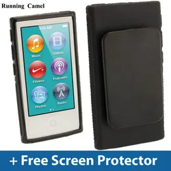 Soft TPU Skin Case Cover with Belt Clip for iPod Nano 7 7G 7th with 2pcs Screen Protector Film