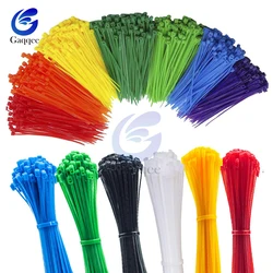 100Pcs 200mm Self-Locking Plastic Nylon Wire Cable Zip Ties Black Red Blue Cable Ties Fasten Loop Cable 12 Color 2.5x200mm