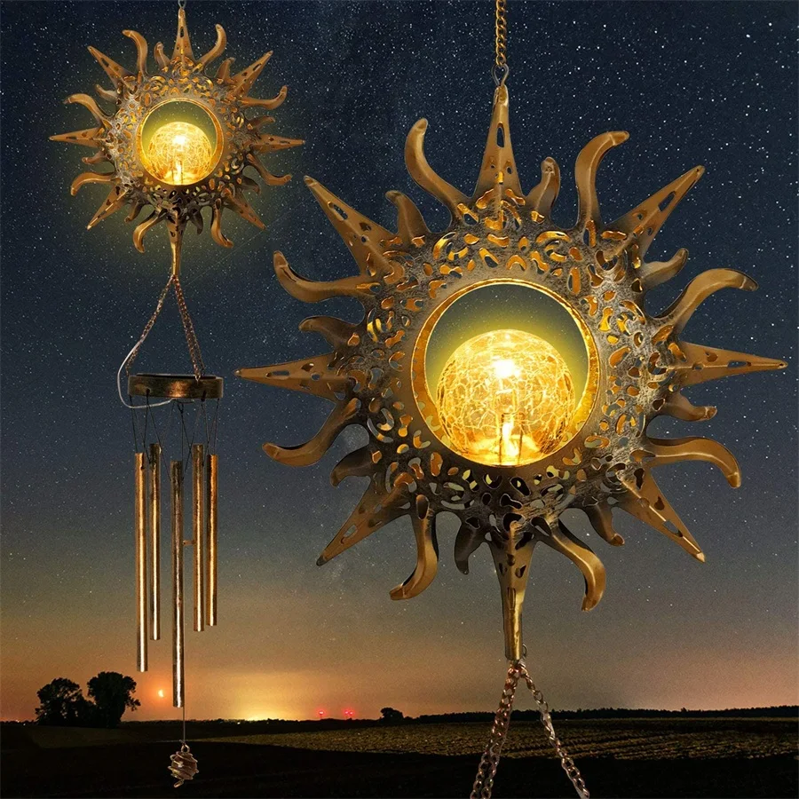 

LED Solar Wind Chimes Light Outdoor Waterproof Moon Star Garden Patio Yard Wind Bell Art Iron Solar Lamp For Garden Decoration