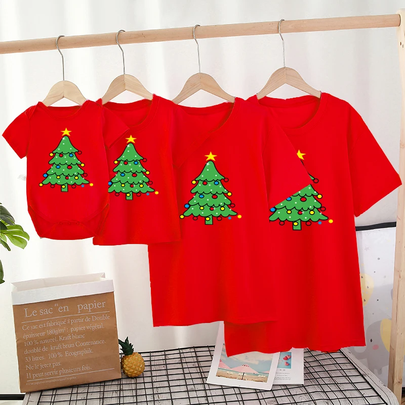 Famiglia Look outfit natale mamma e Me magliette moda famiglia abiti coordinati albero di natale mamma e Mini T Shirt carino