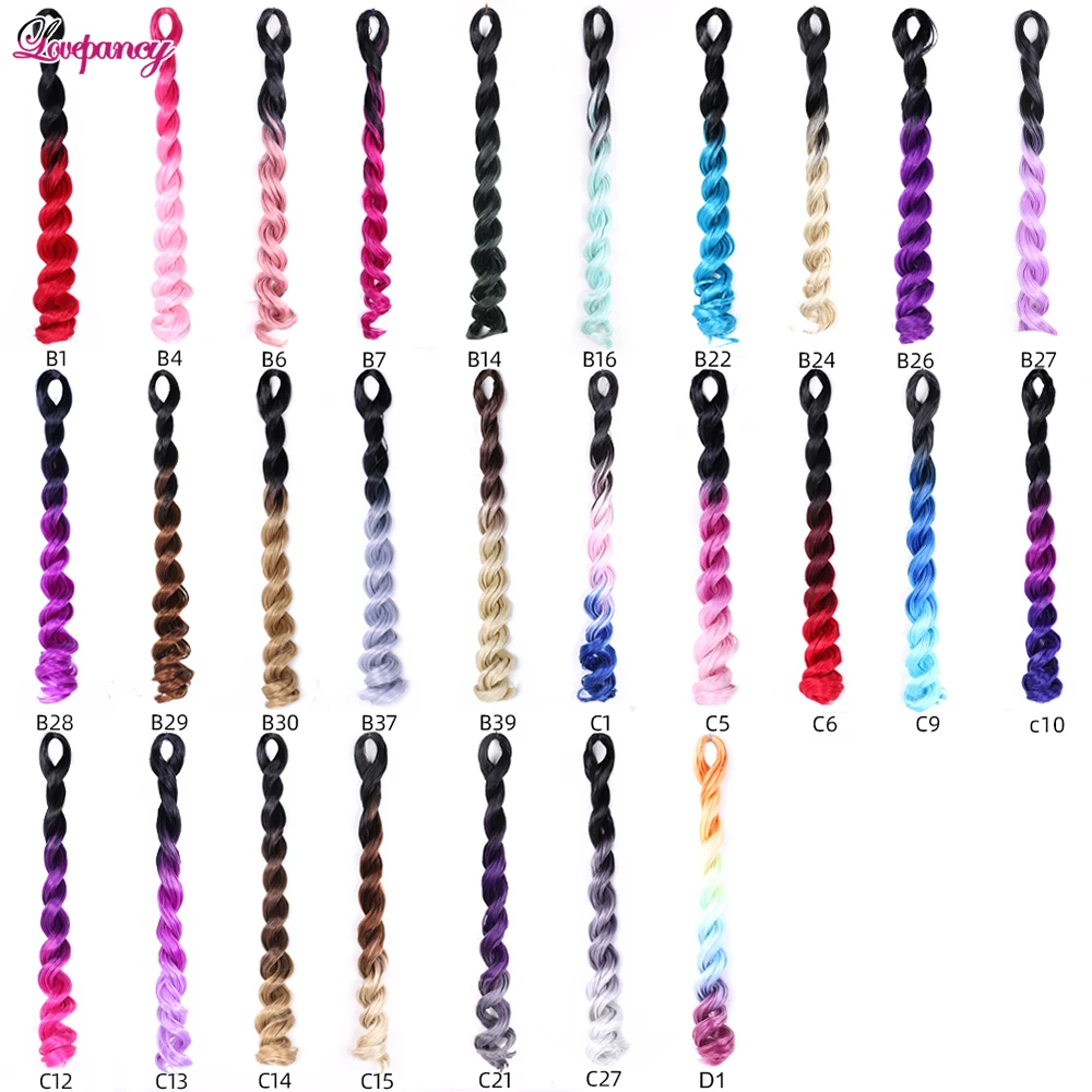 24Inch Long Synthetic Sea Body Wave Braiding Hair Extension Ombre Jumbo Crochet Braids Deep Big Wave Hair Colorful For Women