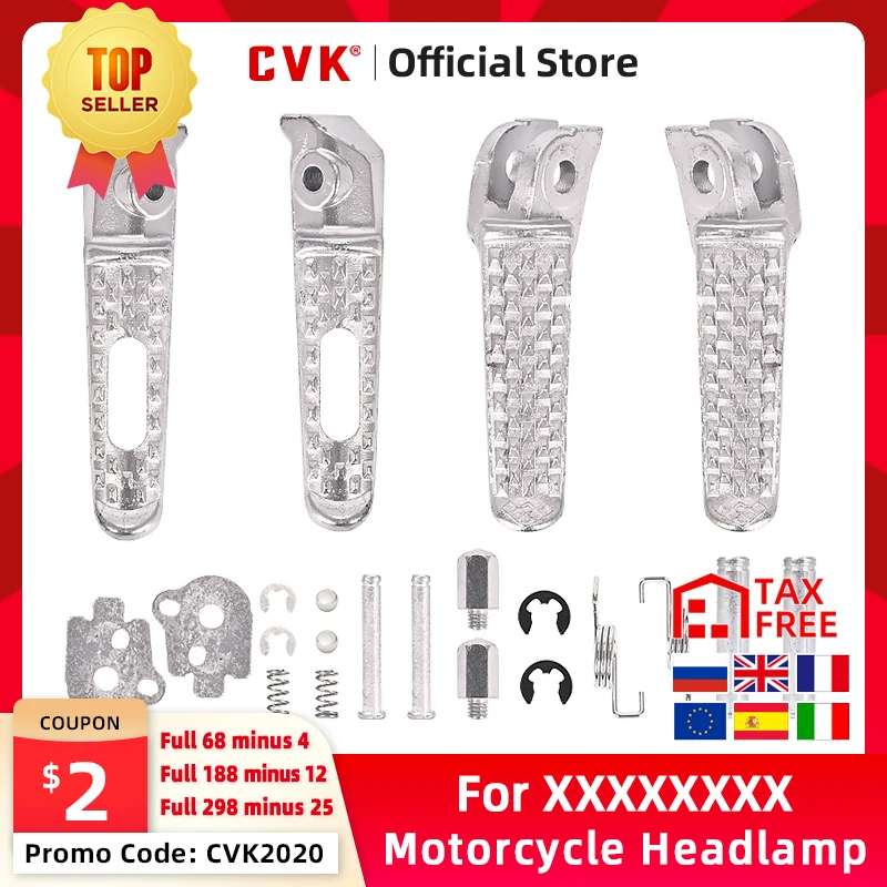 CVK 1Pair Aluminum Alloy Anti-Skid Black CNC Folding Foot Pegs Pedal Rest Front and Rear Footpegs Footrest For HONDA CBR600RR