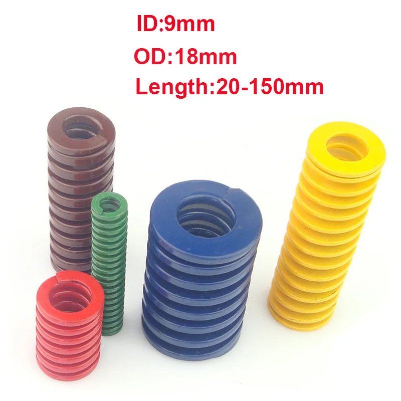 Troquel de compresión para estampado en espiral, 1/2/3 unidades, Primavera, amarillo, azul, rojo, verde, marrón, OD18mm, ID9mm, L20-150mm