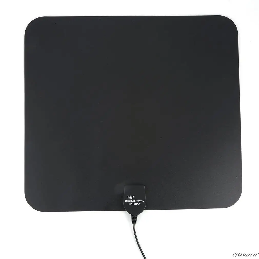 75Ohm Indoor Digital HDTV 25/35/50 Miles Range Amplified Antenna With Detachable Signal Booster 10ft Cable For Chosing Black