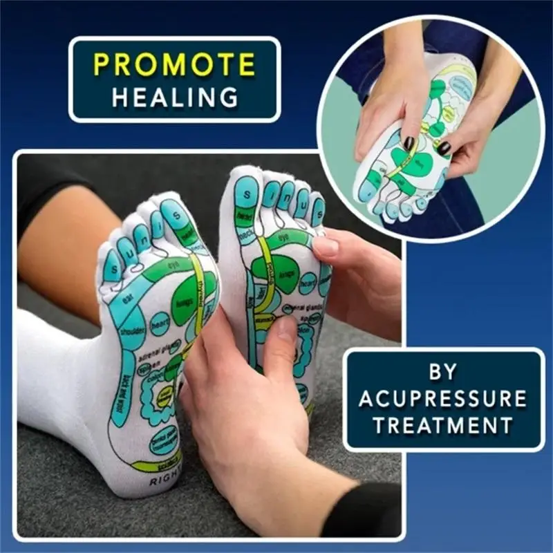 Foot Massage Acupressure Socks Physiotherapy Massage Relieve Tired Feet Reflexology Socks Foot Point Socks English Illustration