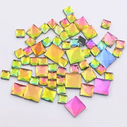 Square Shape Glue-Flatback Clear Crystals Strass Adhesive Rhinestones Trim DIY Garment Craft Beads Hotfix Rhinestone For Clothes