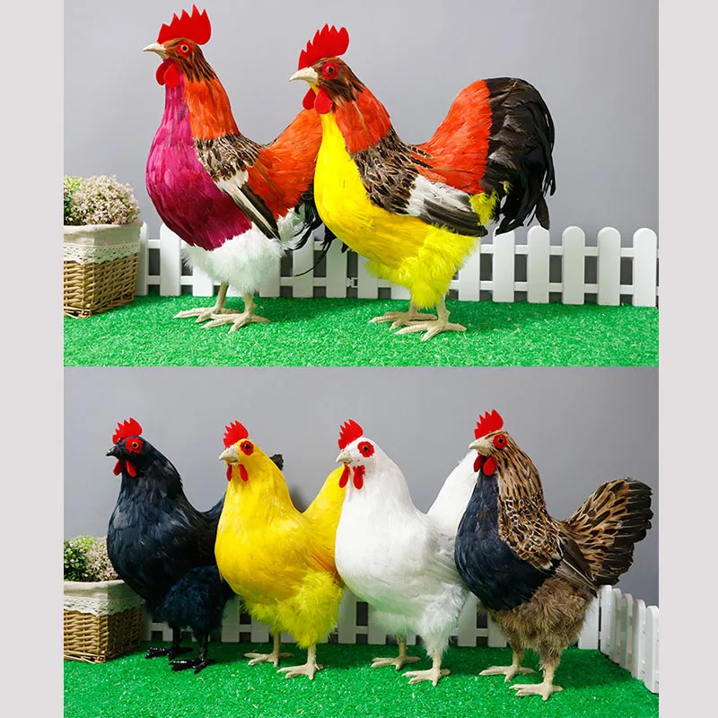 Simulation Chicken Model пасхальный декор Cock Specimen And Hen nordic décoration home Decorative Props Native Chicken Lays Eggs