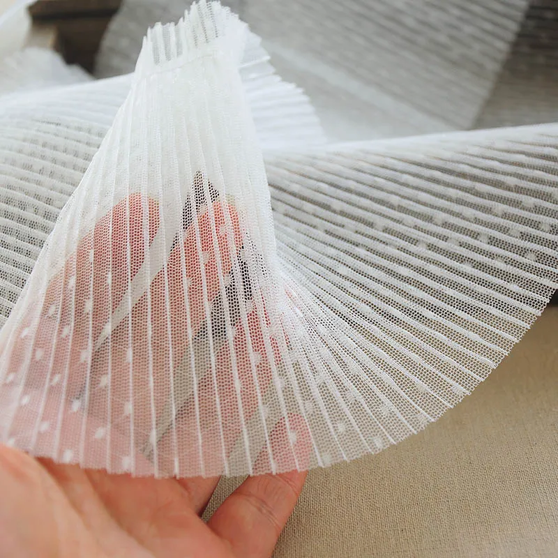 Maille à petits points blancs de 15CM de large, dentelle tridimensionnelle plissée, vêtements faits à la main, design, accessoires décoratifs, matériaux