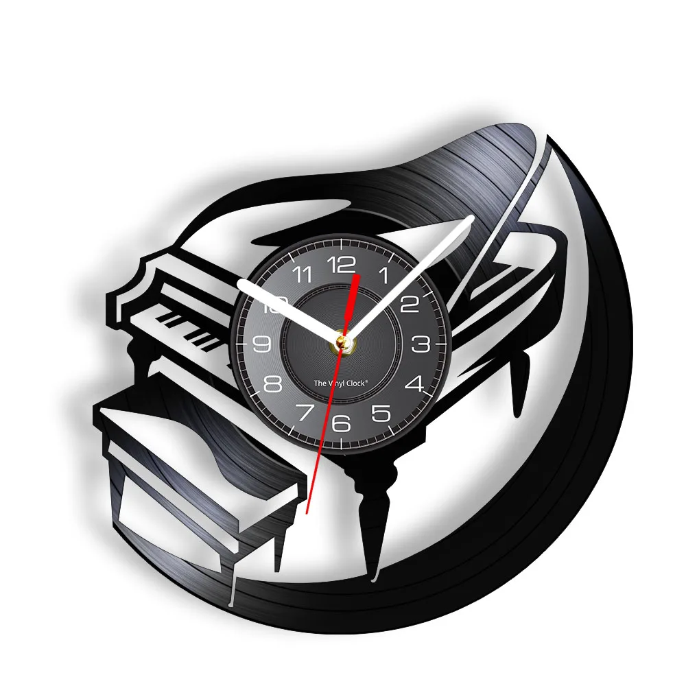 Piano Record Wall Clock Western Classical Music Pianoforte Vinyl CD Disc Watch String Instrument Vintage Retro Pianist Gift