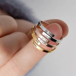 Personalized Customized Stainless Steel Aadjustable Engraved Names Numbers Ring For Women Man Wedding Band Sweet Jewelry Gift